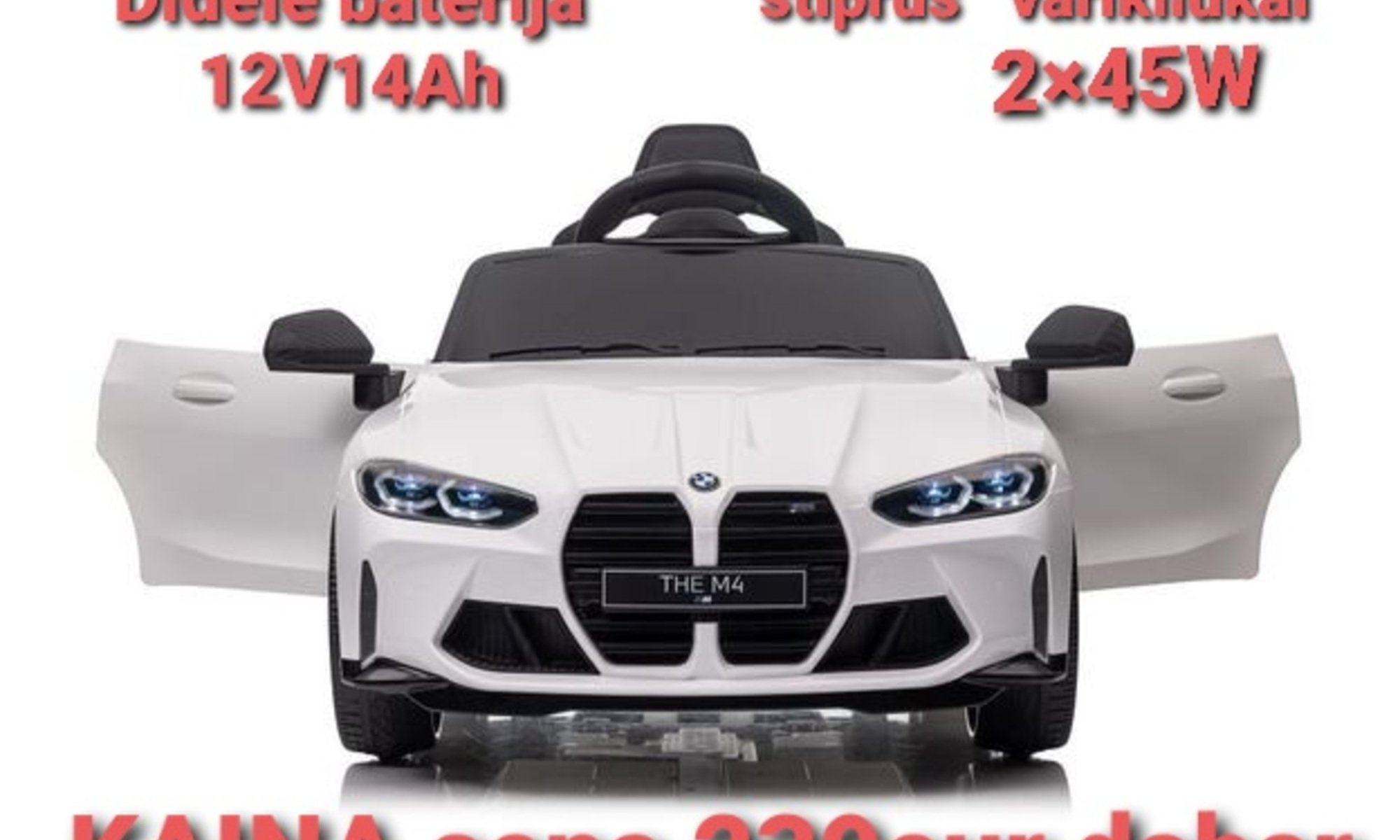 Elektromobilis vaikams BMW M4 baltas