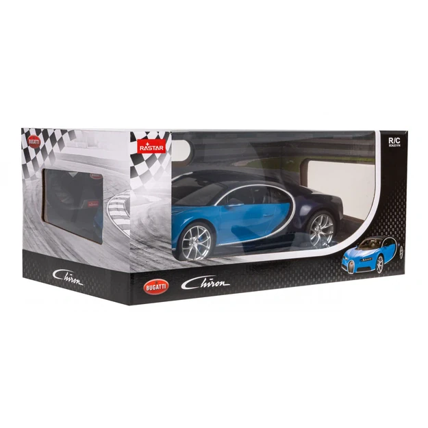Bugatti Chiron mėlynas RASTAR modelis 1:14 R/C automobilis + LED žibintai + 2,4 GHz nuotolinio valdymo pultas