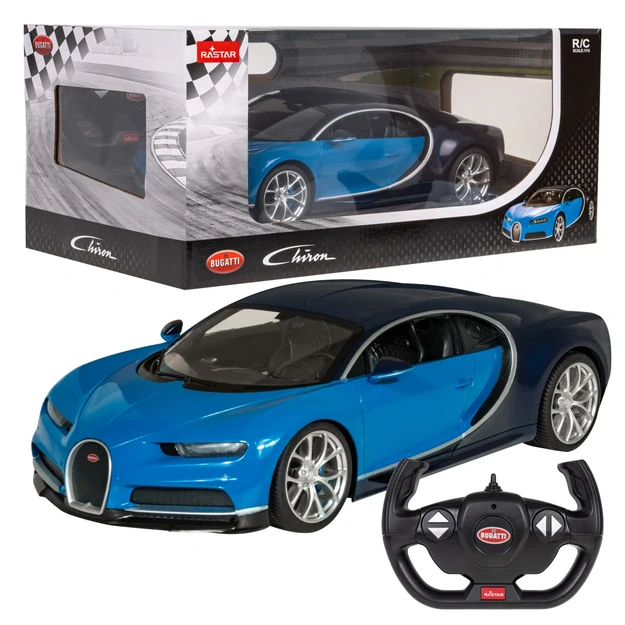 Bugatti Chiron mėlynas RASTAR modelis 1:14 R/C automobilis + LED žibintai + 2,4 GHz nuotolinio valdymo pultas