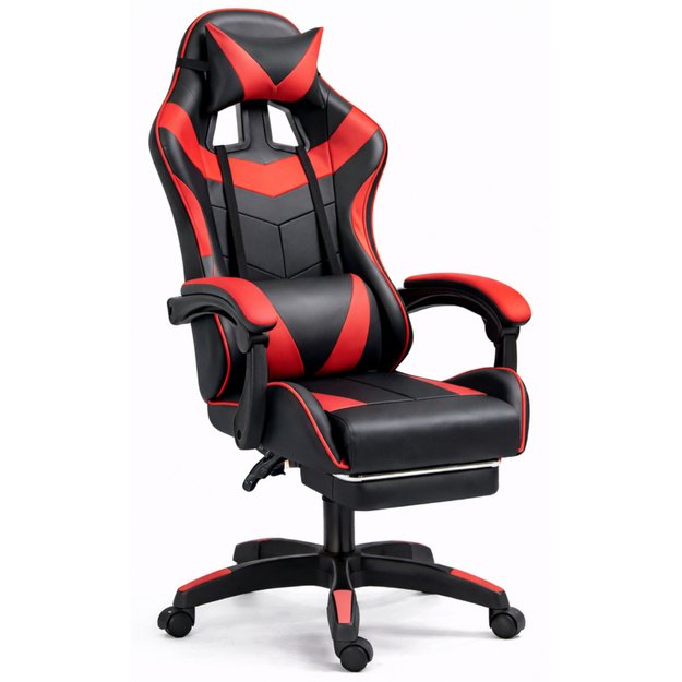 Gaming pasukama kėdė su kojų atramų pagalvėmis raudona