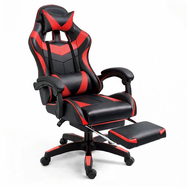 Gaming pasukama kėdė su kojų atramų pagalvėmis raudona