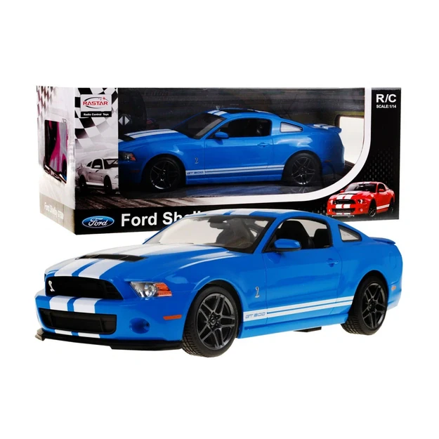 „Ford Shelby Mustang GT500“ mėlynas „RASTAR“ modelis 1:14. R/C automobilis + R/C pultas.