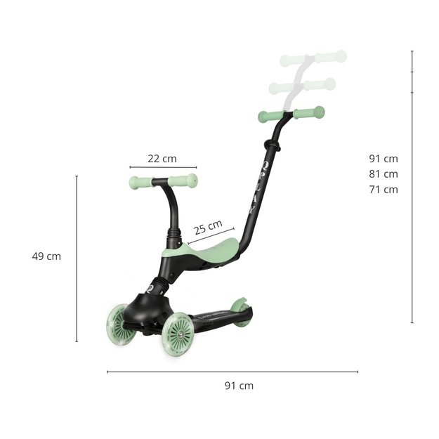 Paspirtukas Qplay Sema Evo 3in1  Žalias