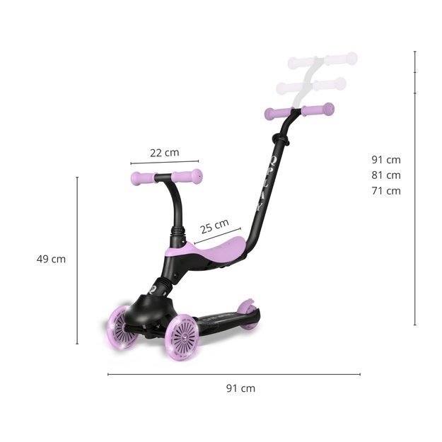 Paspirtukas Qplay Sema Evo 3in1  Violetinis