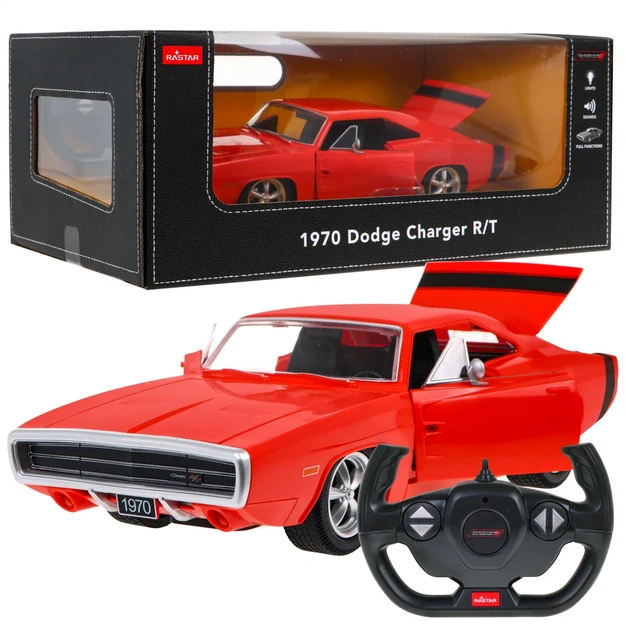 1970 Dodge Charger RT raudonas RASTAR modelis 1:16 R/C automobilis + Nuotolinio valdymo pultas