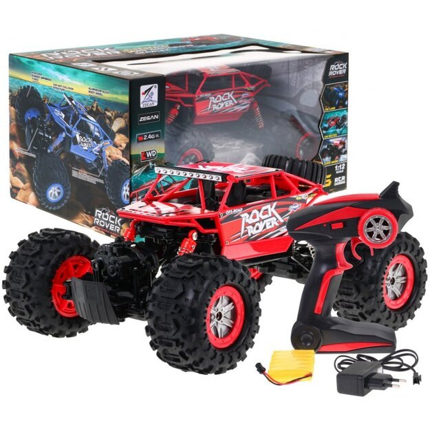 NUOTOLINIO VALDYMO ŽAISLINIS AUTOMOBILIS 1:12 MEGA CRAWLER AMBFIBIA R/C 2 4G RED