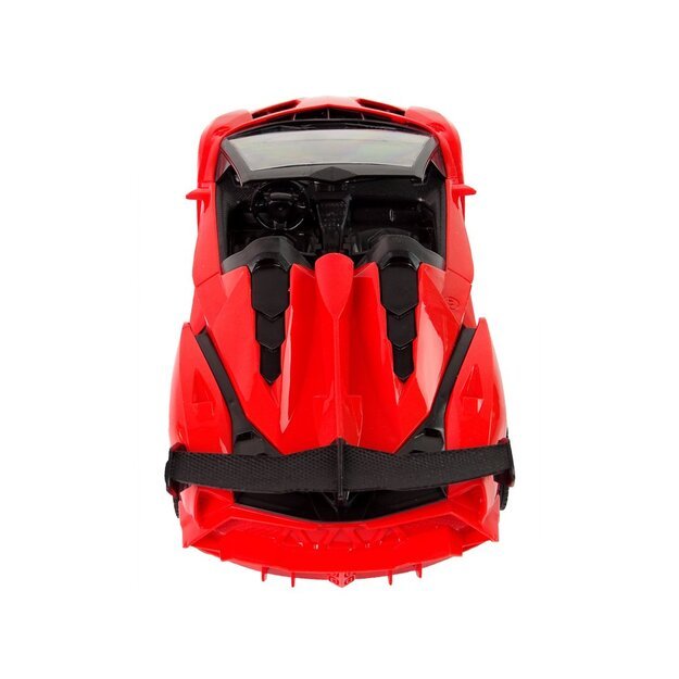 Nuotoliniu būdu valdomas sportinis automobilis, raudonas